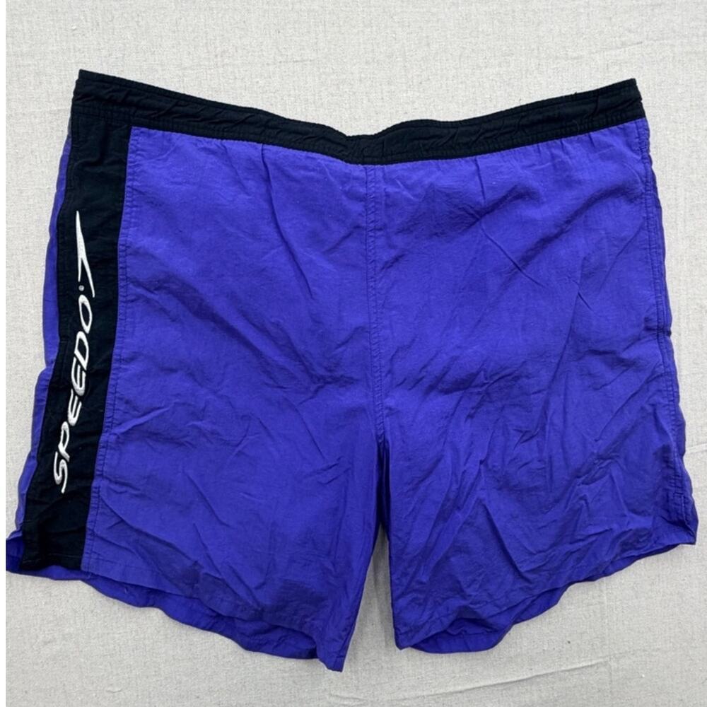 Vintage Speedo Purple and Black Swim Trunks